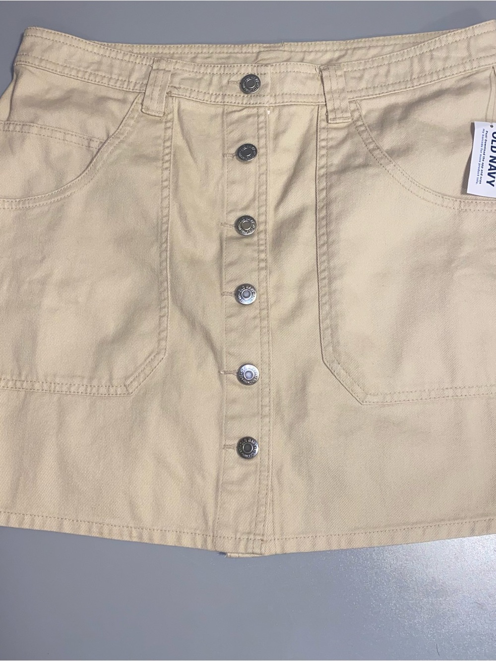 Old Navy Tan Mid Rise Utility Cotton Mini Skirt NWT 10